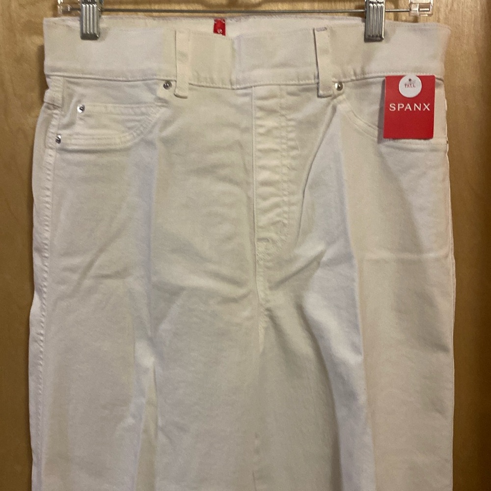 SPANX size LG Tall wide leg denim ecru wash (white) NEW